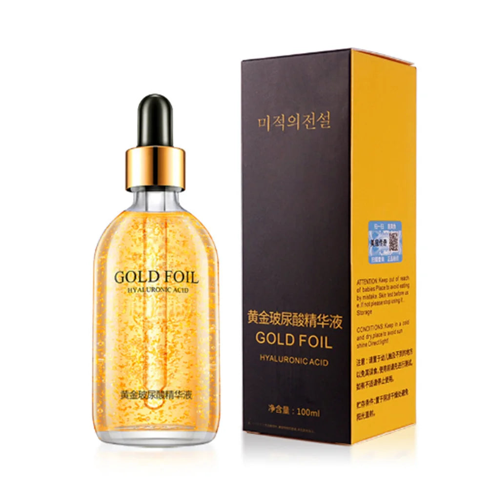 100ml 24k Gold Hyaluronic Acid Nicotinamide Face Serum Anti Aging Facial Lifting Collagen Essence Skin Care Whitening Serum Oasis Select 24K Gold Foil