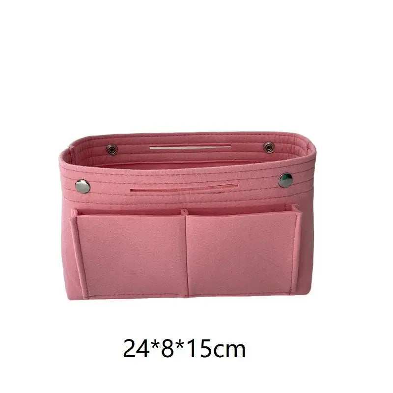 Felt Insert Bag Organizer | Multi-Pocket Travel Cosmetic Tote Bag Insert Organizer Oasis Select Pink M