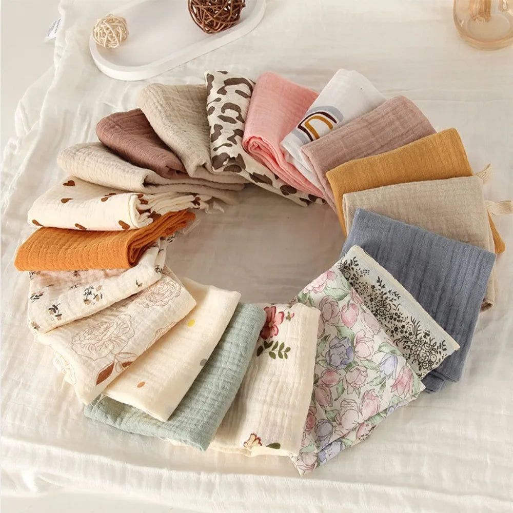 New 4-Layer Pure Cotton Baby Cotton Washcloth Soft Absorbent Square Towels Baby Towels Gauze Cotton Newborn Burp Cloth Oasis Select