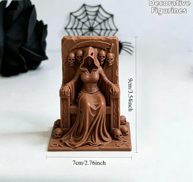 Grim Reaper Witch Throne Figurines 3D Printed Gothic Skull Statues Dark Fantasy Miniatures Diy Ornaments Halloween Desktop Decor Oasis Select throne 5