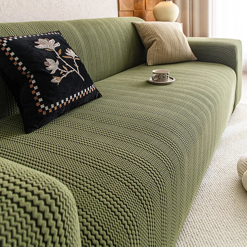 The New Sofa Cover Is Fully Covered with Anti-cat Scratch Protective Cover Elastic Anti-slip and Dust-proof Sofa Cover Fabric Oasis Select 4 people 235-300cm green