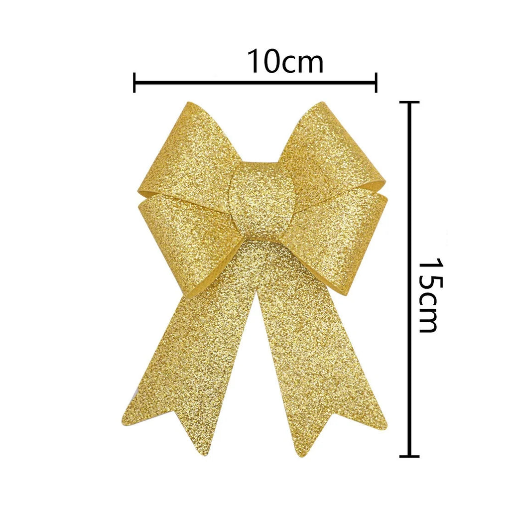 Christmas Bow Red Gold Xmas Tree Large Bowknot For Home Decoration Wedding Navidad New Year Party DIY Hanging Decor Oasis Select Gold-10x15cm