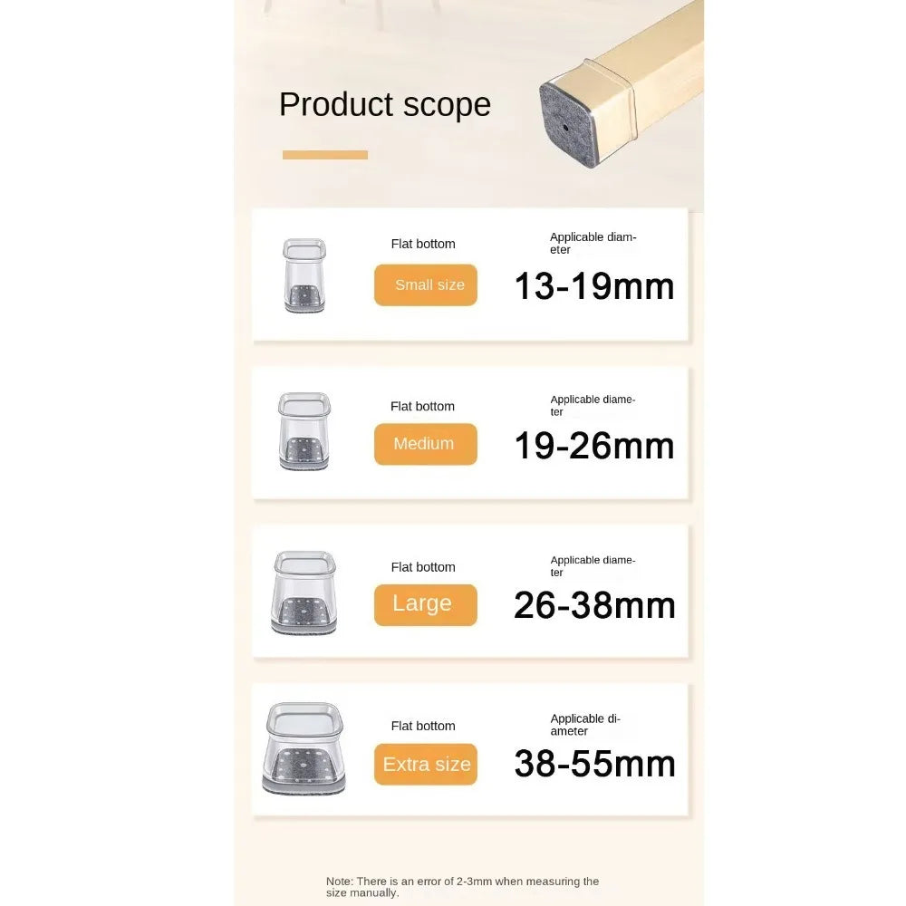 Silicone Square Chair Leg Floor Protectors – Non-Slip Covers