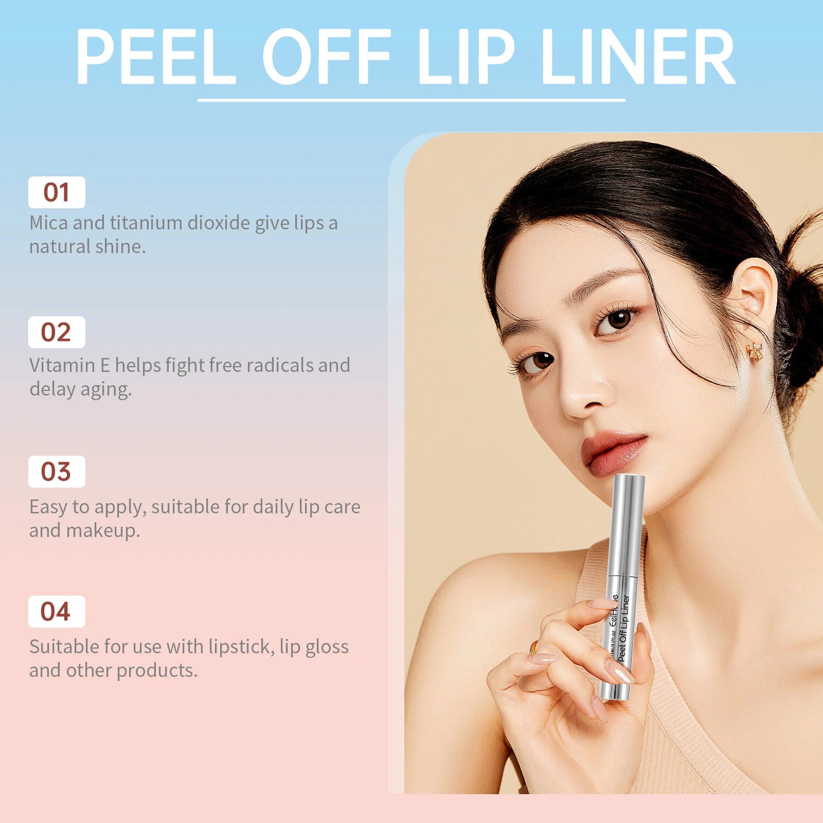 Eelhope Peel-Off Lip Liner – Waterproof Matte Tint Lip Stain Peel-Off Lip Liner Oasis Select