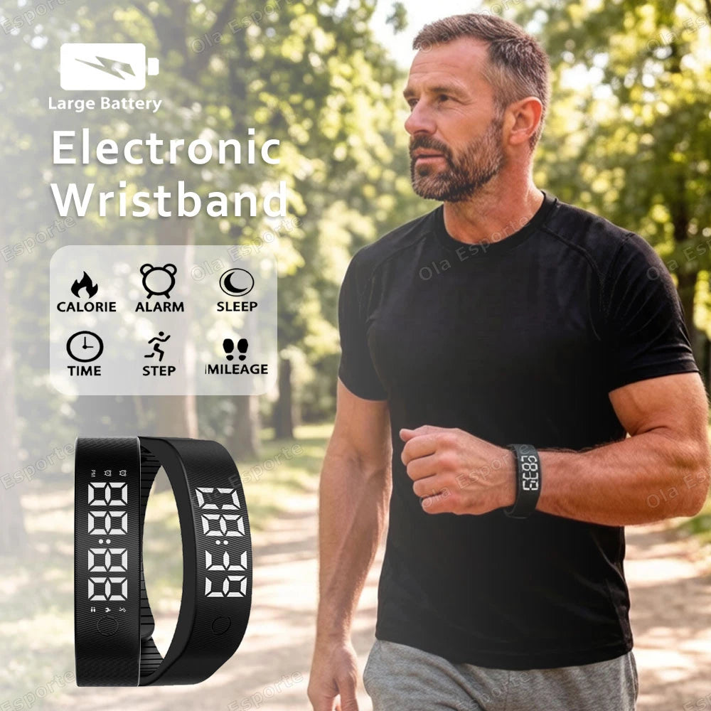 LED Fitness Tracker Bracelet – Pedometer, Alarm & Sleep Monitor
