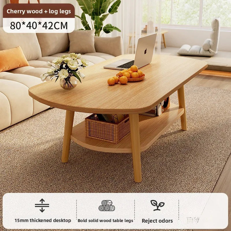 Coffee table living room small apartment multi-functional small tea table Nordic simple homestay double-layer small table Oasis Select Y-Y-80CM