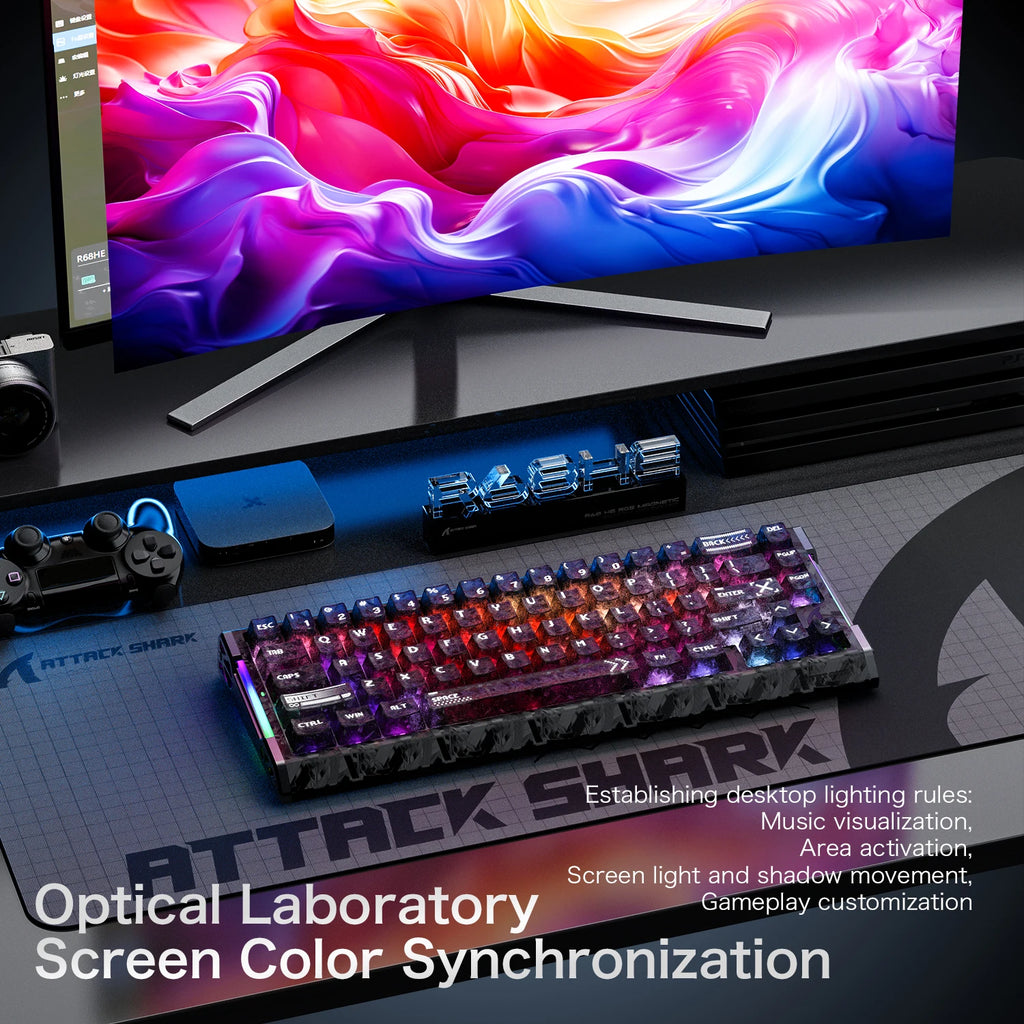 ATTACK SHARK R68HE Magnetic Switch Wired Mechanical Keyboard, 0.08ms Latency, 8000Hz, Forged Carbon Fiber, RGB Gaming Keyboard Oasis Select