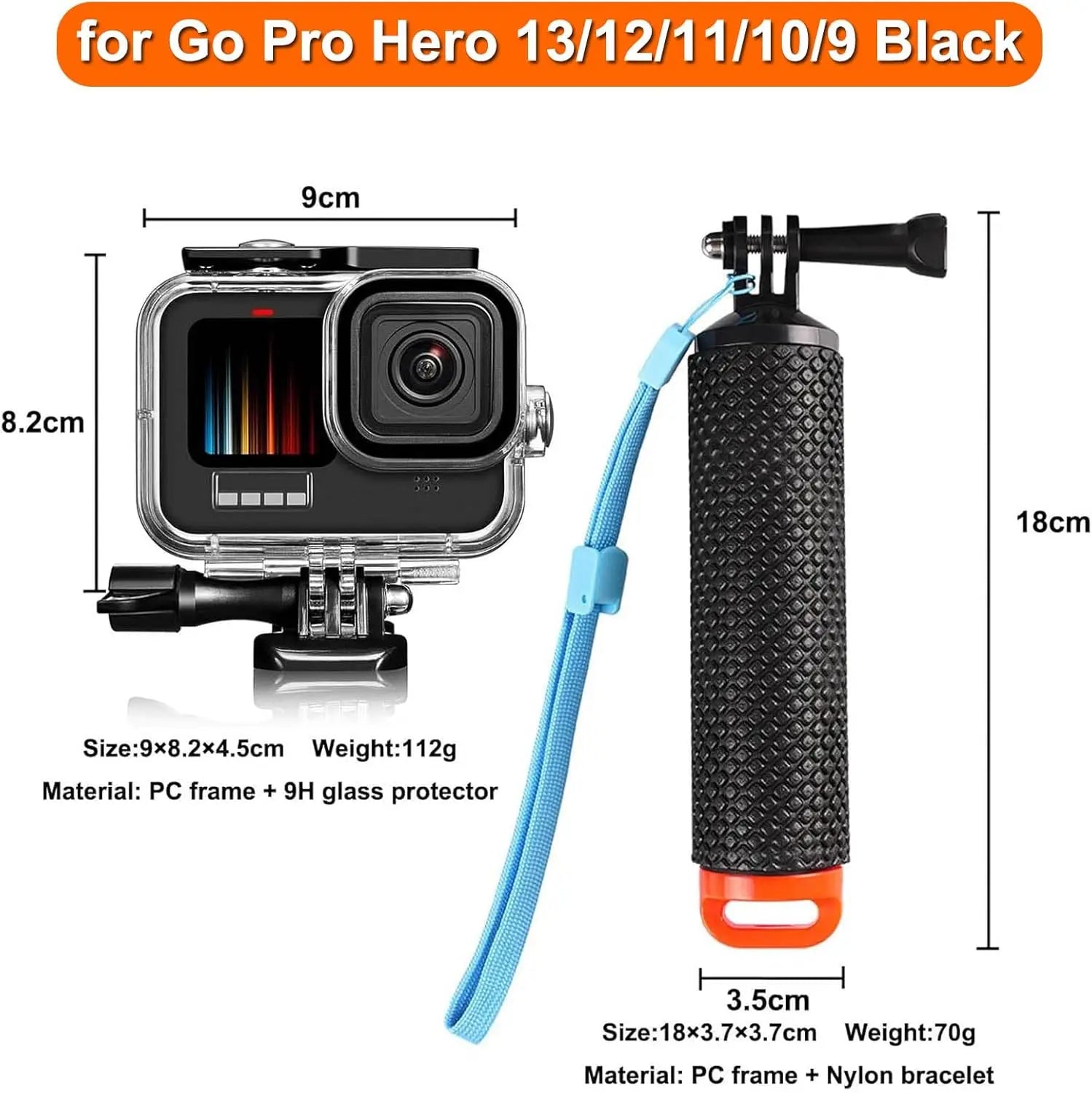 GoPro Hero 9–13 Waterproof Housing Case | 60M Dive Kit