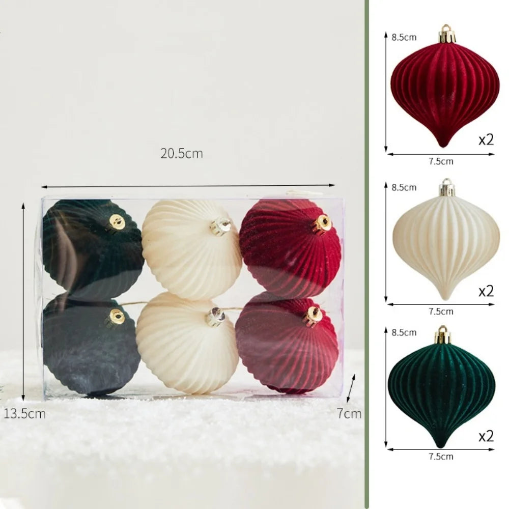 Wine Red Velvet Flocked Christmas Ball Ornaments | Elk Wreath