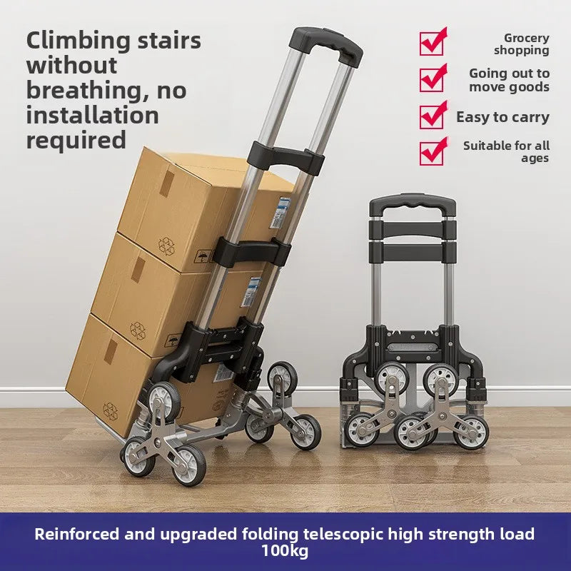 Multi-functional Climbing stairs, hand-pulled cart, luggage cart, trolley cart, small pull cart, folding small trailer Oasis Select