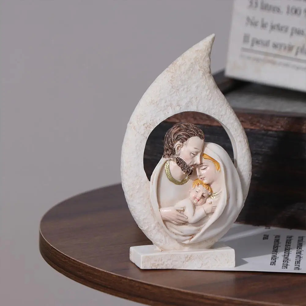 Sacred Hearts Holy Family Resin Nativity Figurine | Hand-Painted
