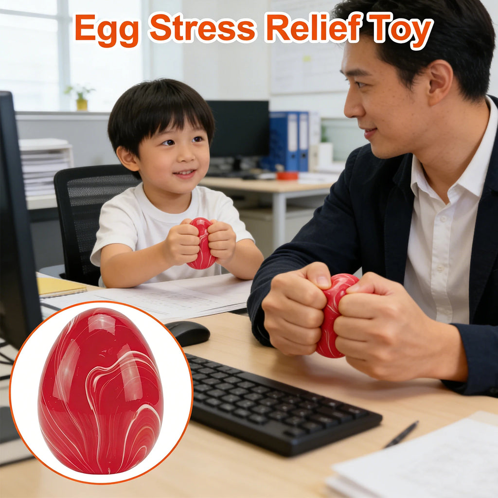 Simulated Egg Stress Ball Toy Cute Stress Relief Toy Slow Rebound Squeeze Toy for Adults Kids Non-bounce Fidget Toy 4 Colors Oasis Select