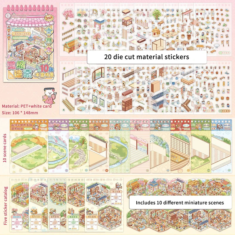 Chinoiserie Landscape Scene Sticker Book | DIY Mountain River