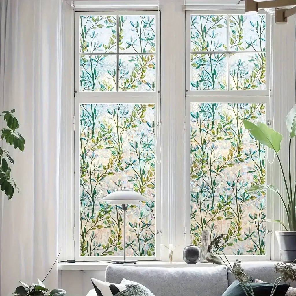 Colorful Crescent Geometric Privacy Window Film – Static Cling Decorative Window Film Oasis Select