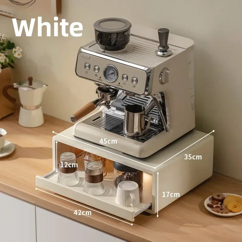 Multi-functional Capsule coffee display stand, water bar ins wind table, tea bag storage box, coffee machine base, drawer rack Oasis Select White