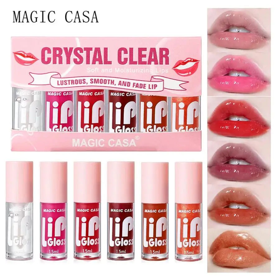 MAGIC CASA 6-Pc Jelly Lip Oil Set – Shimmer Gloss & Hydrating