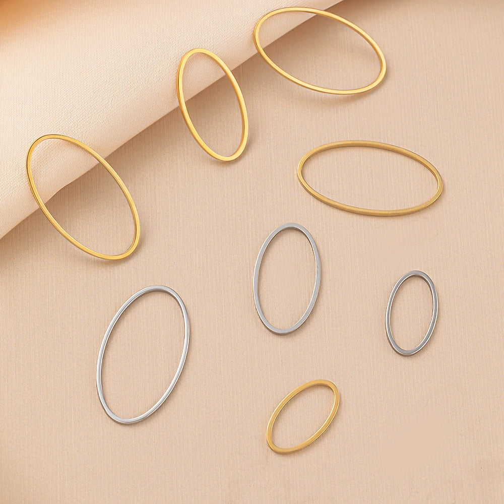 10Pcs Stainless Steel Oval Shape Charms Ring Frame Bezel For DIY Earrings Pendant Jewelry Making Supplies Accessories Findings Oasis Select