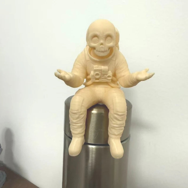 Astronaut Skeleton Figurine 3D Printed Confused Seated Spaceman Ornaments Creativity Home Table Decor Companion Home Decor Gifts Oasis Select Apricot space