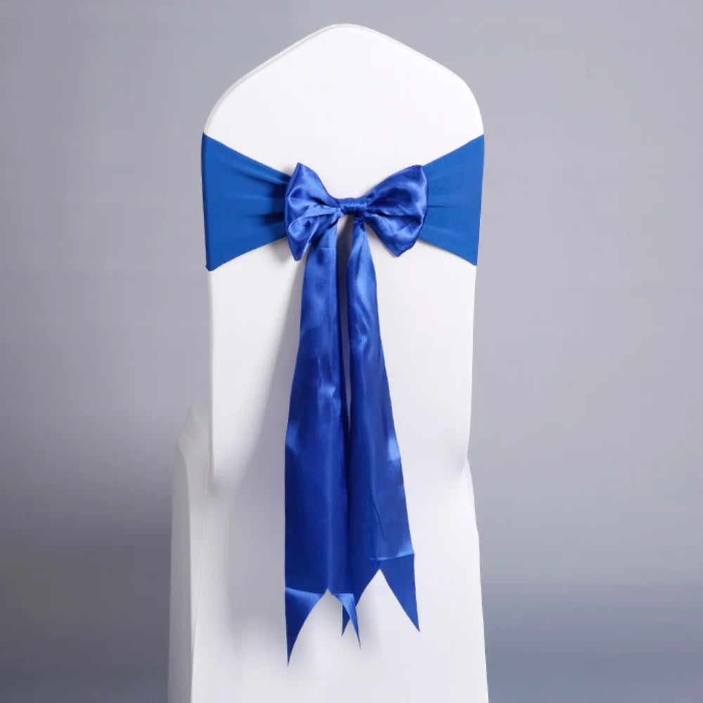 Wedding Decoration Spandex Chair Sashes Ready Made Bow Tie No Need To Tie Stretch Bands BIrthday Party Holiday Hotel Festival Oasis Select