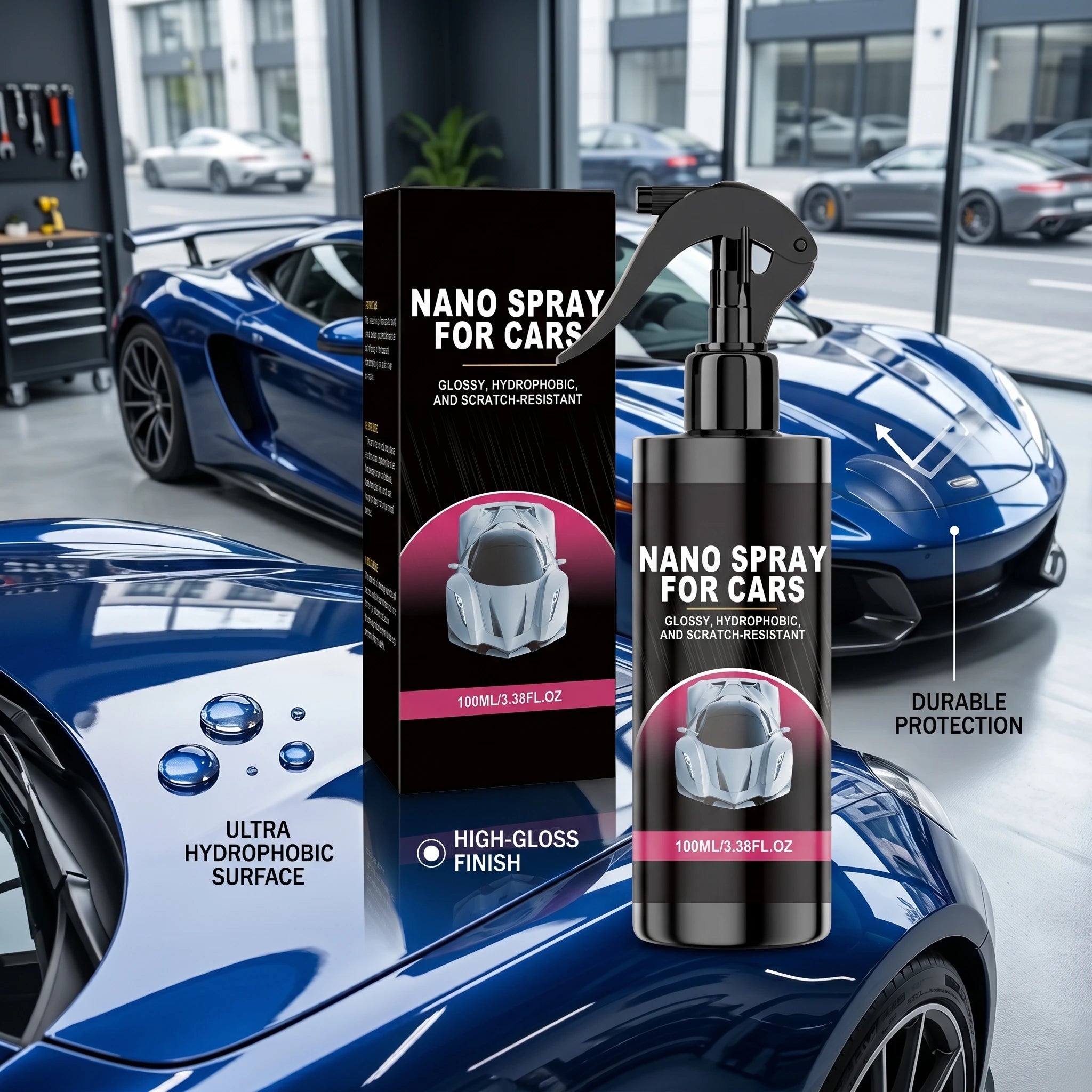 Nano Coating Spray for Car Glossy Hydrophobic & Scratch-Resistant Coating Spray Auto Paint Restorer & Protector Car Care Oasis Select