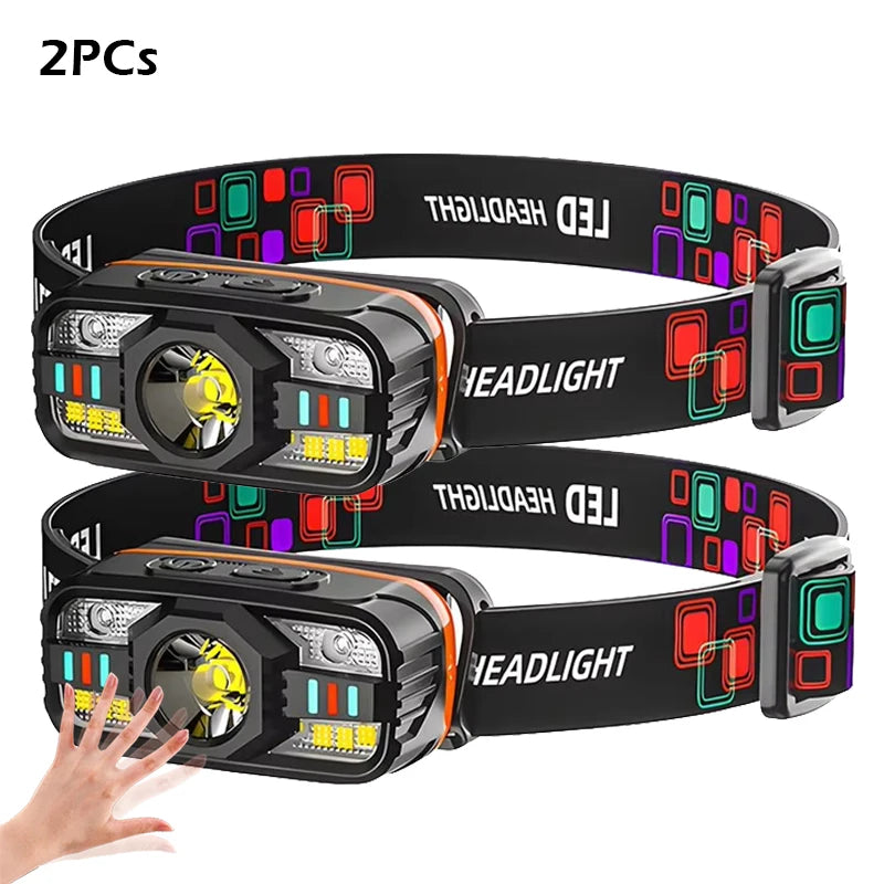 COB LED Headlamp 6-Mode Motion Sensor | USB Rechargeable