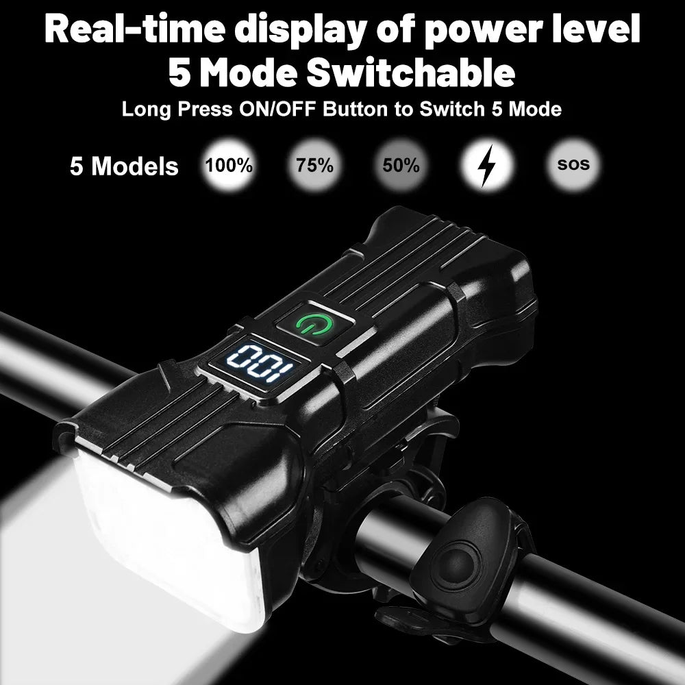 Bike Light with 140 dB HornTYPE-C Rechargeable MTB bike Deadlight 12 LED Bicycle Safety Light Suitable for Night Riding Oasis Select