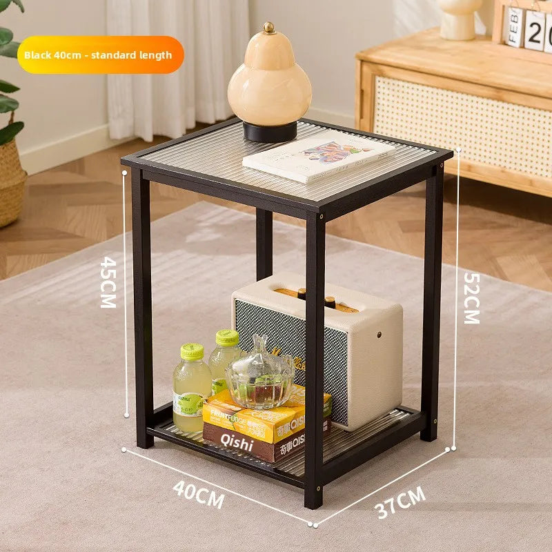 Nanzhu edge small apartment corner sofa modern living room glass storage bedside table mini table Oasis Select Black 40 long