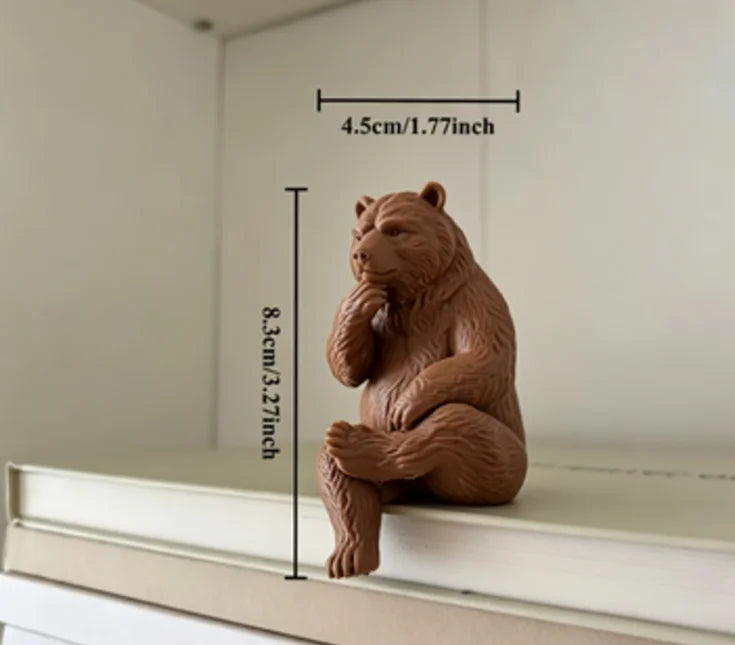 Thinking Bear Edge Sitter Figurine 3D Printed Shelf Table sitting posture Border Decor Bear Mini Home Office Desk Ornament gifts Oasis Select Thinking Bear 2
