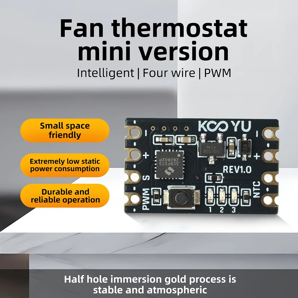 Mini 4-Pin PWM Fan Speed Controller 5-15V Intelligent Temperature Control Module with NTC Probe for 5V 12V 4-Wire PC Cooling Fan Oasis Select