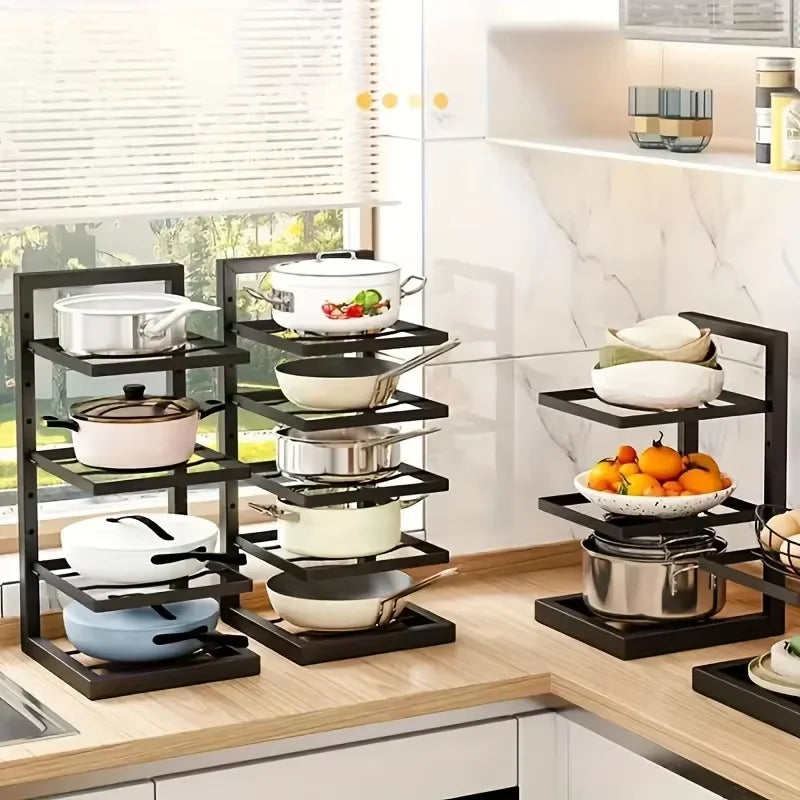 Adjustable Multi-Layer Kitchen Storage Shelves Pot Racks Sink Organizers Cabinet for Efficient Space Saving Oasis Select 3 layers