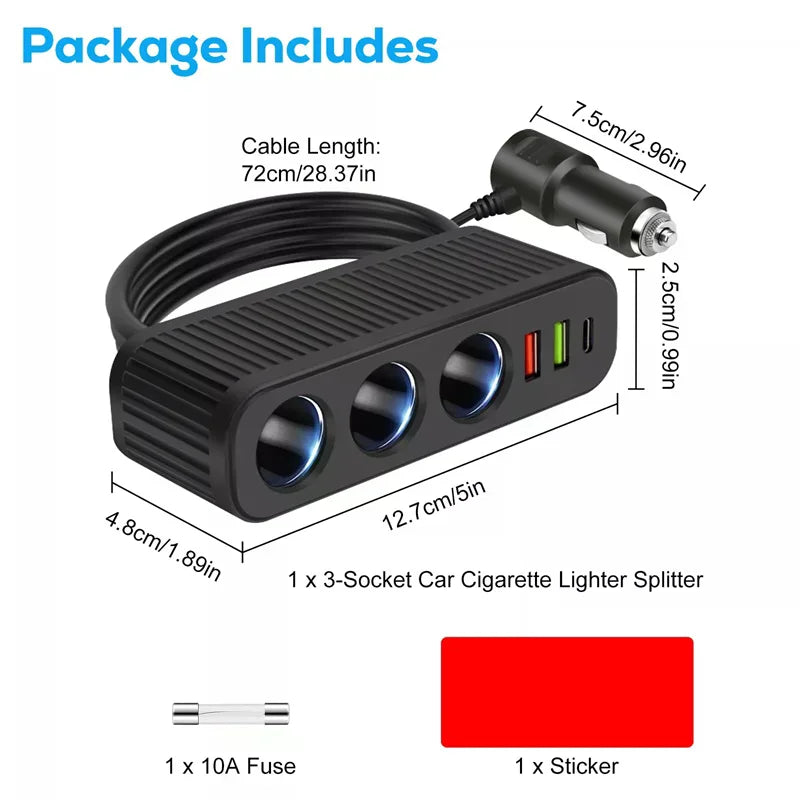 Car Charger For Phones 120W Plug And Play Charger Splitter Overcharge Protection Charger Adapter PD QC3.0 Car Charger Oasis Select