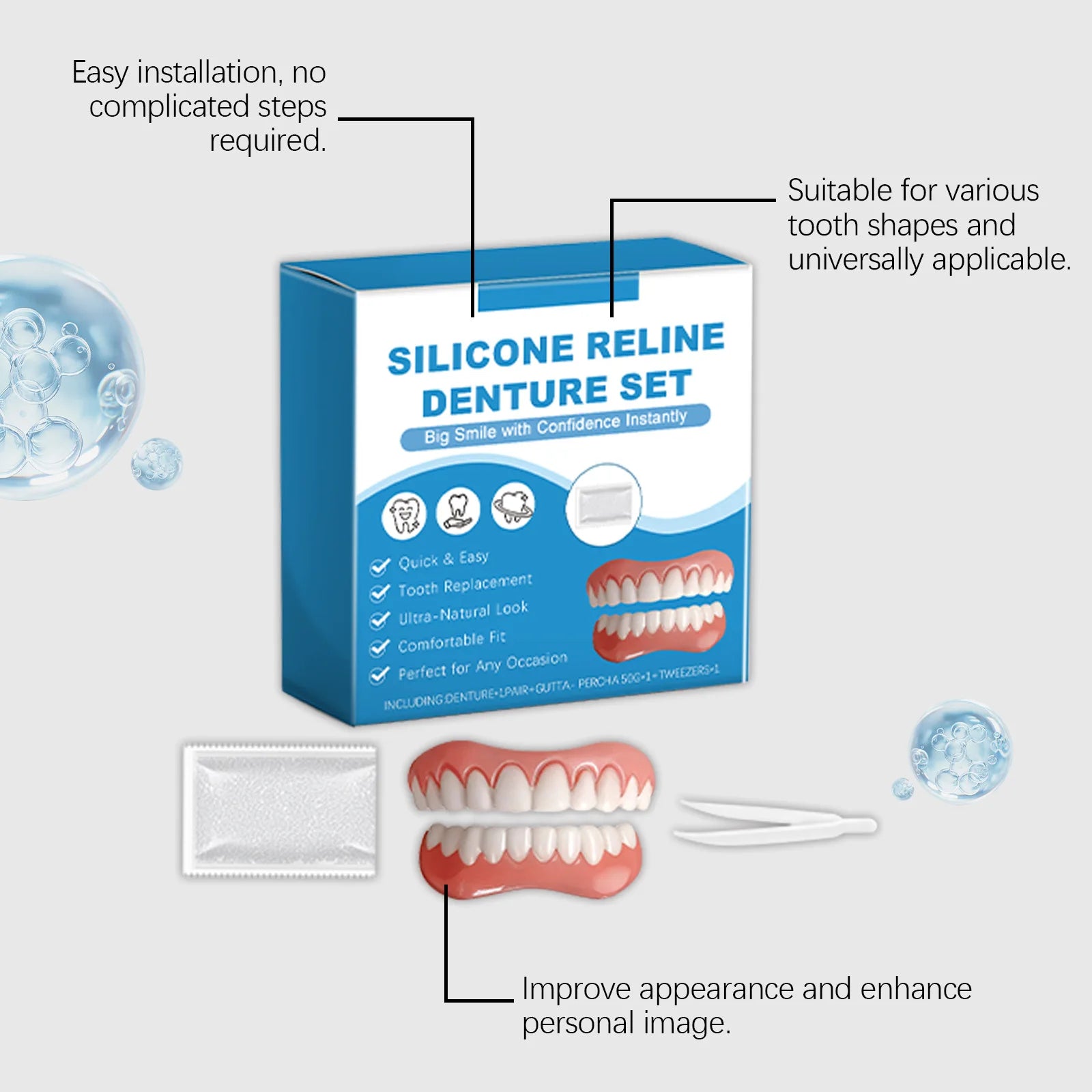 Silicone Reline Denture Set – Portable Fake Teeth Repair Kit Denture Repair Kit Oasis Select