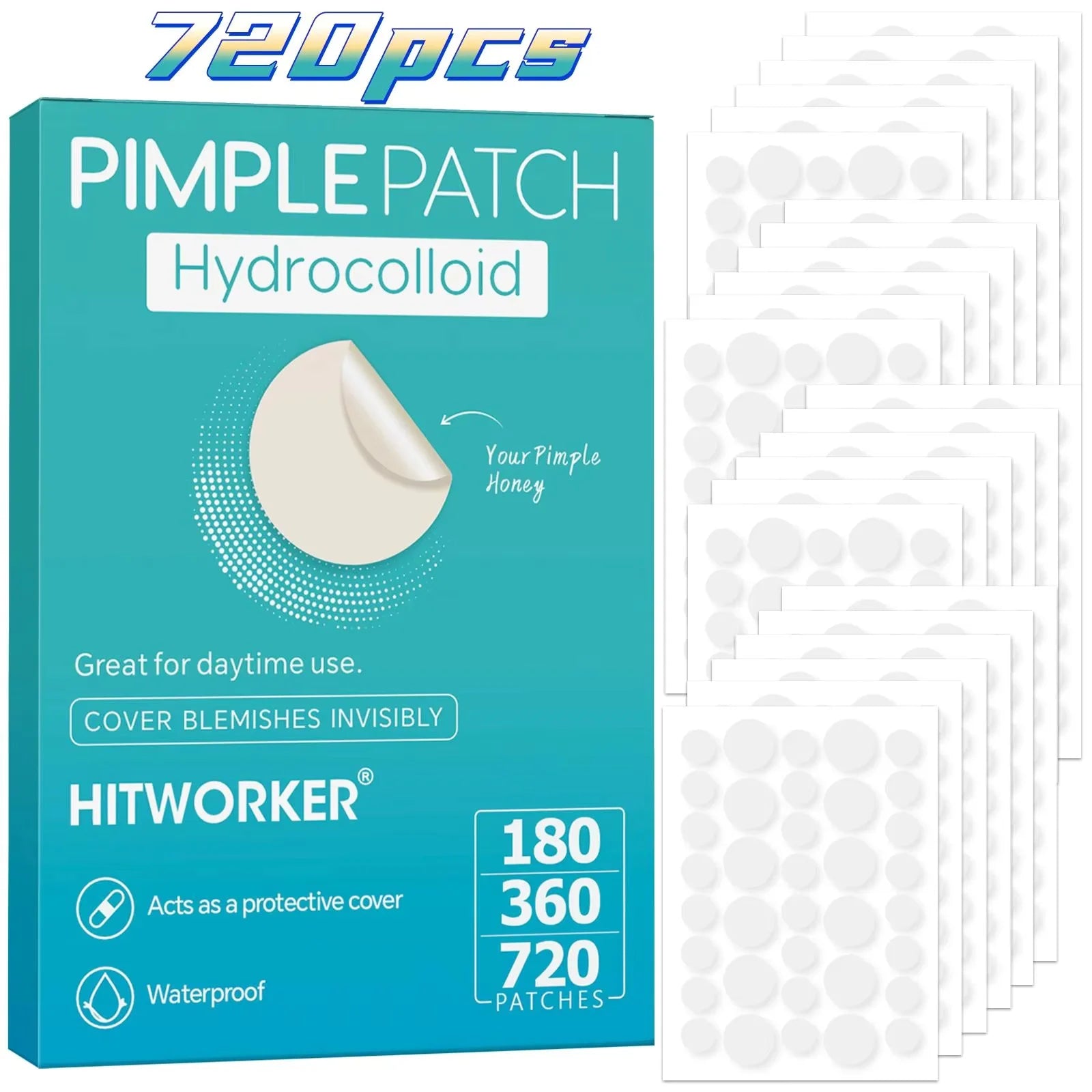 720/360/180 pieces/box of transparent hydrogel acne patches, alcohol free, gentle and non irritating absorption acne patches Oasis Select 720pcs