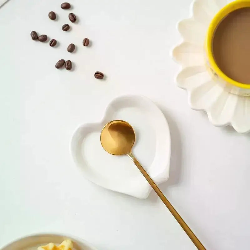 Creative Heart Shaped Ceramic Spoon Rest Pad Coffee Spoon Holder Soup Ladle Rack Kitchen Utensils Tableware Organizer Oasis Select