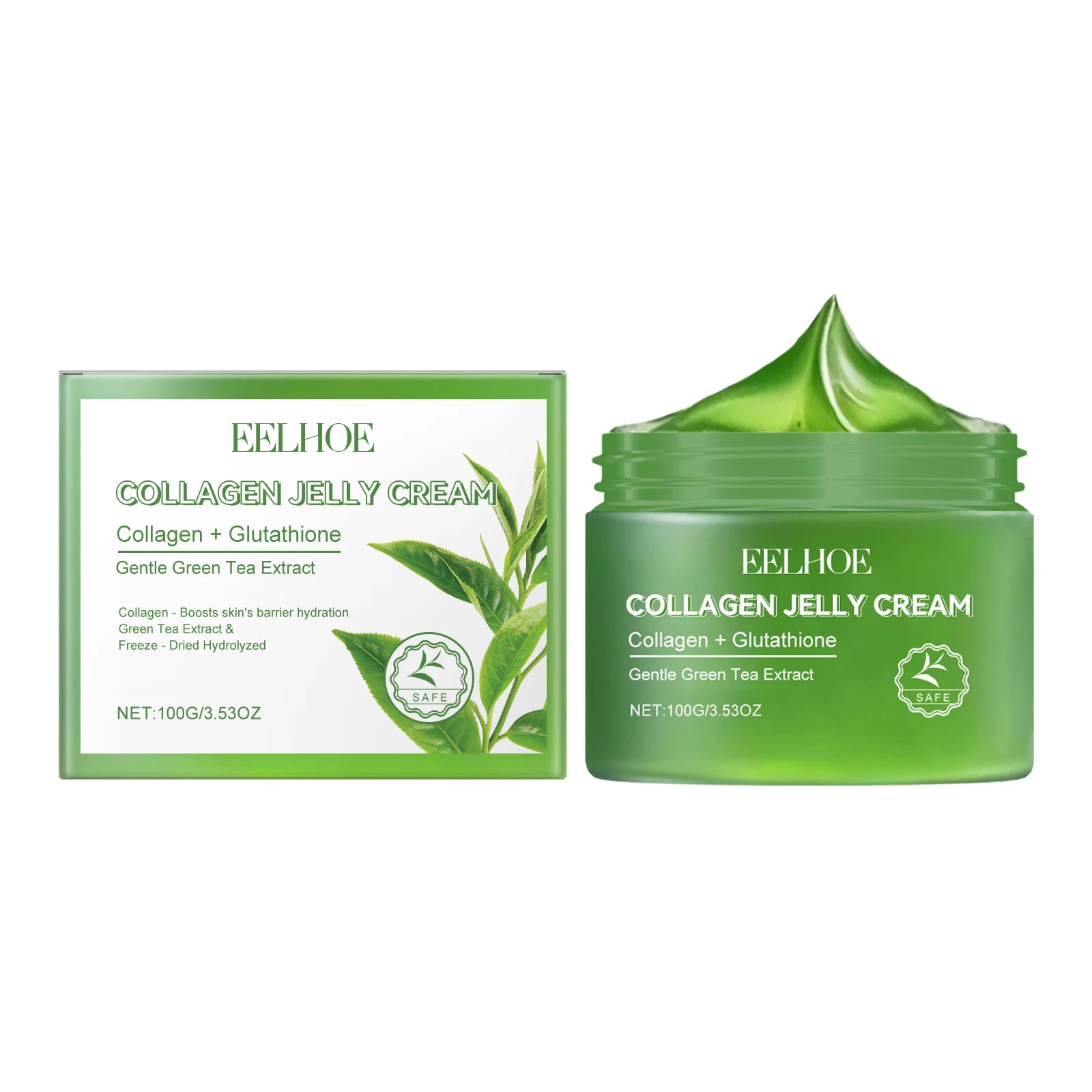 Green Tea Collagen Jelly Cream – Pore Shrinking Moisturizer Facial Jelly Cream Oasis Select 100g boxed
