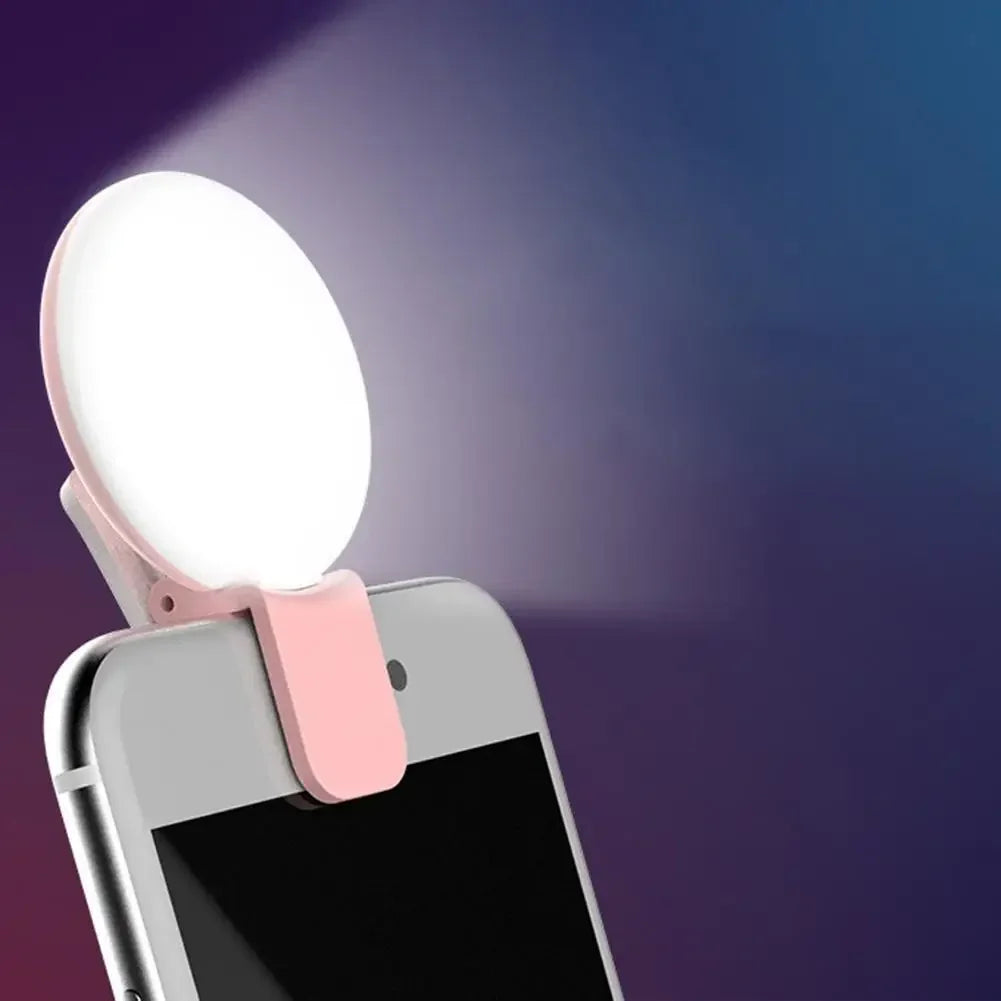 1PC Mobile Phone LED Selfie Ring Light Portable Mini Durable Practical Three Stop Dimming Circle Photography Clip Fill Light Oasis Select