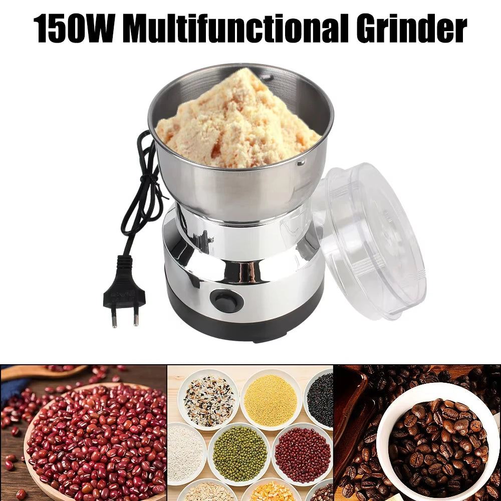 Mini Electric Grinder 300ml Ultrafine Pulverizer for Baby Food Coffee Spice Pepper Grain Mill with 2/4 Blades for Household Use Oasis Select silver EU