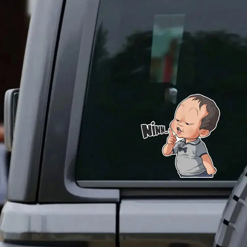 2Pcs Waterproof Funny Car Decal 10x10cm Cartoon Baby Ninn Vinyl Sticker For Auto Laptop Helmet Bumper Decoration Oasis Select