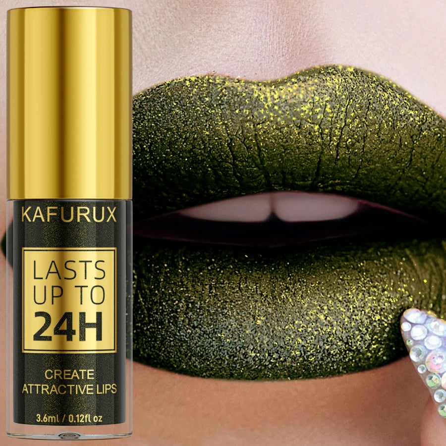 KAFURUX Glitter Metallic Lip Gloss – 14 Colors Long-Lasting