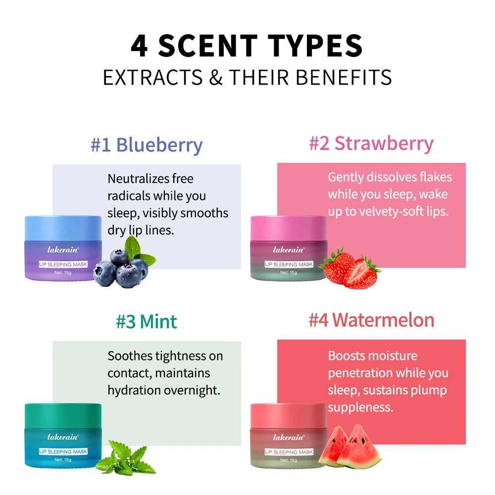Lakerain Lip Sleeping Mask Smooth Creamy Texture Dual-Color Formula Overnight Hydration Non-Sticky Natural Protection Lip Mask Oasis Select