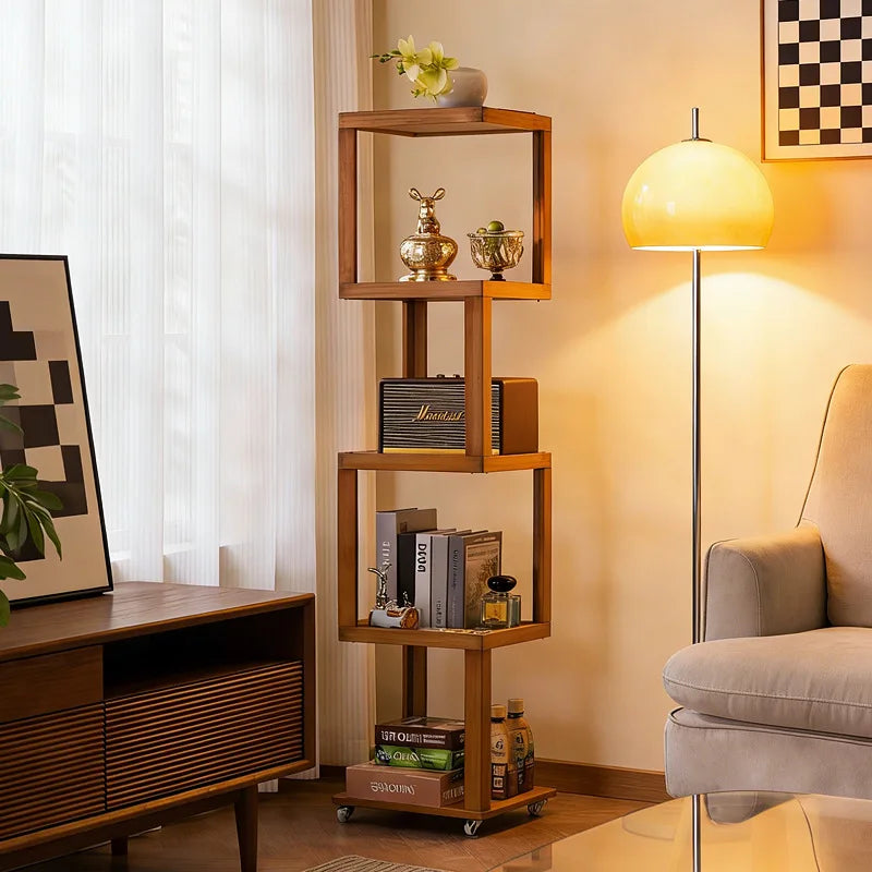 Bookshelf next to the desk Floor-to-ceiling student book storage bookshelf Multi-layer desk Movable wheeled coffee table Oasis Select