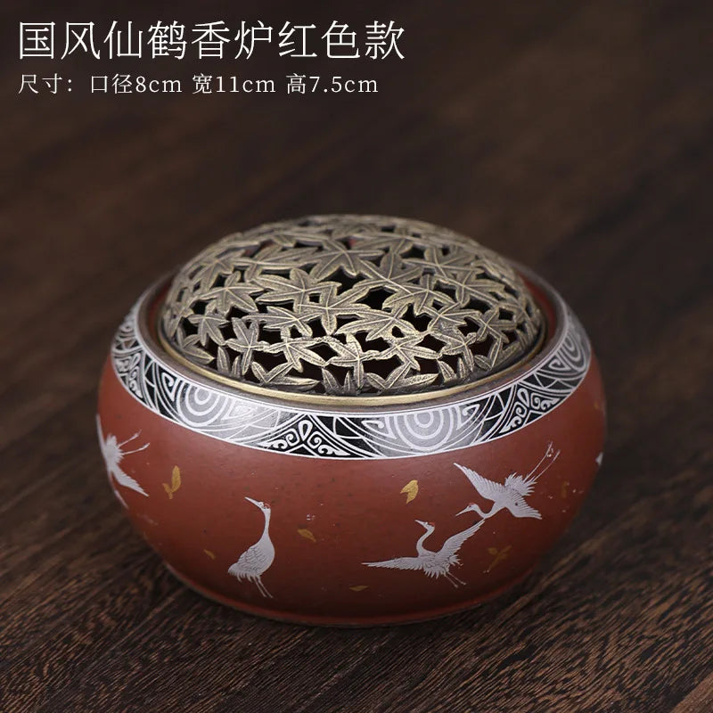 Xianhe Ceramic Aromatherapy Stove Decoration Home Indoor Tea Ceremony Incense Seat Alloy Copper Aromatherapy Stove Oasis Select Red