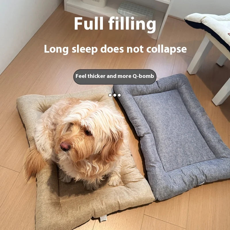 Square Dog Bed, All-season Pet Bed, Cat Bed, Summer Cotton and Linen Breathable Pet Mat Oasis Select