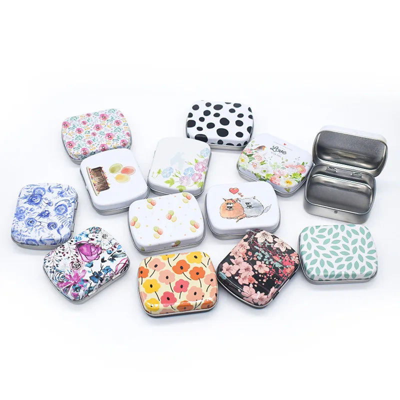 Mini Hinged Metal Tin Box – Flip Lid Storage Case 60x45mm