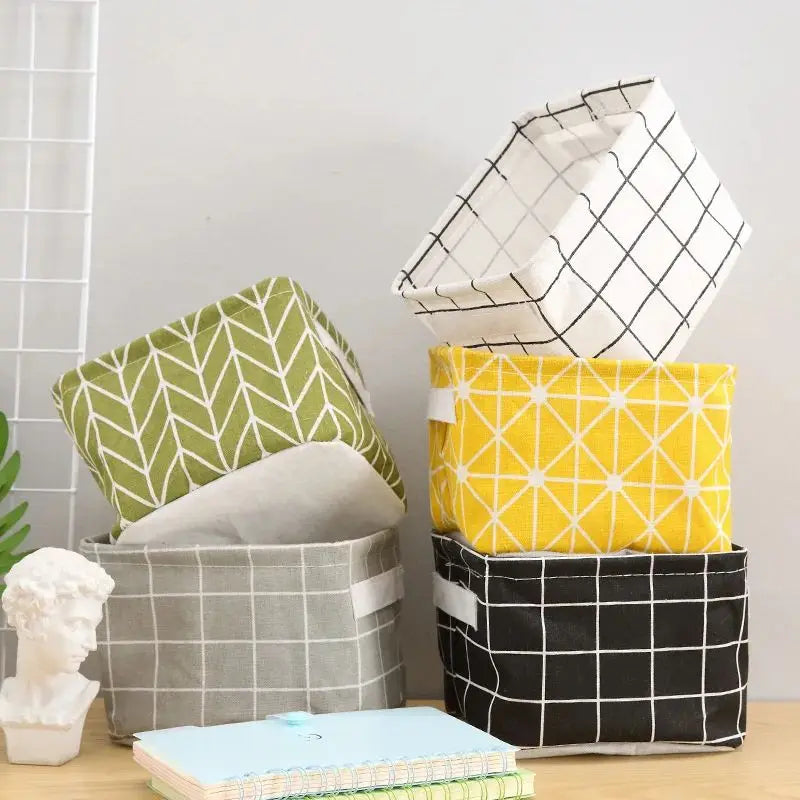 Linen Desktop Storage Basket Sundries Toy Storage Box Laundry Basket Underwear Cosmetic Organizer Office Stationery Organizer Oasis Select