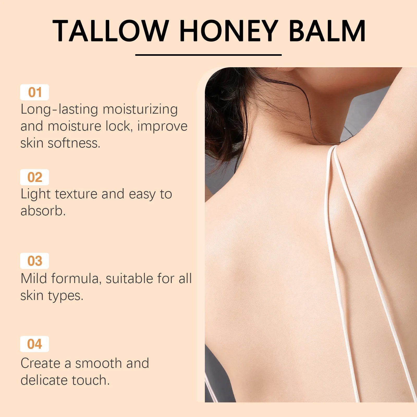Organic Grass-Fed Beef Tallow Balm with Raw Honey Moisturizer Tallow Moisturizing Balm Oasis Select