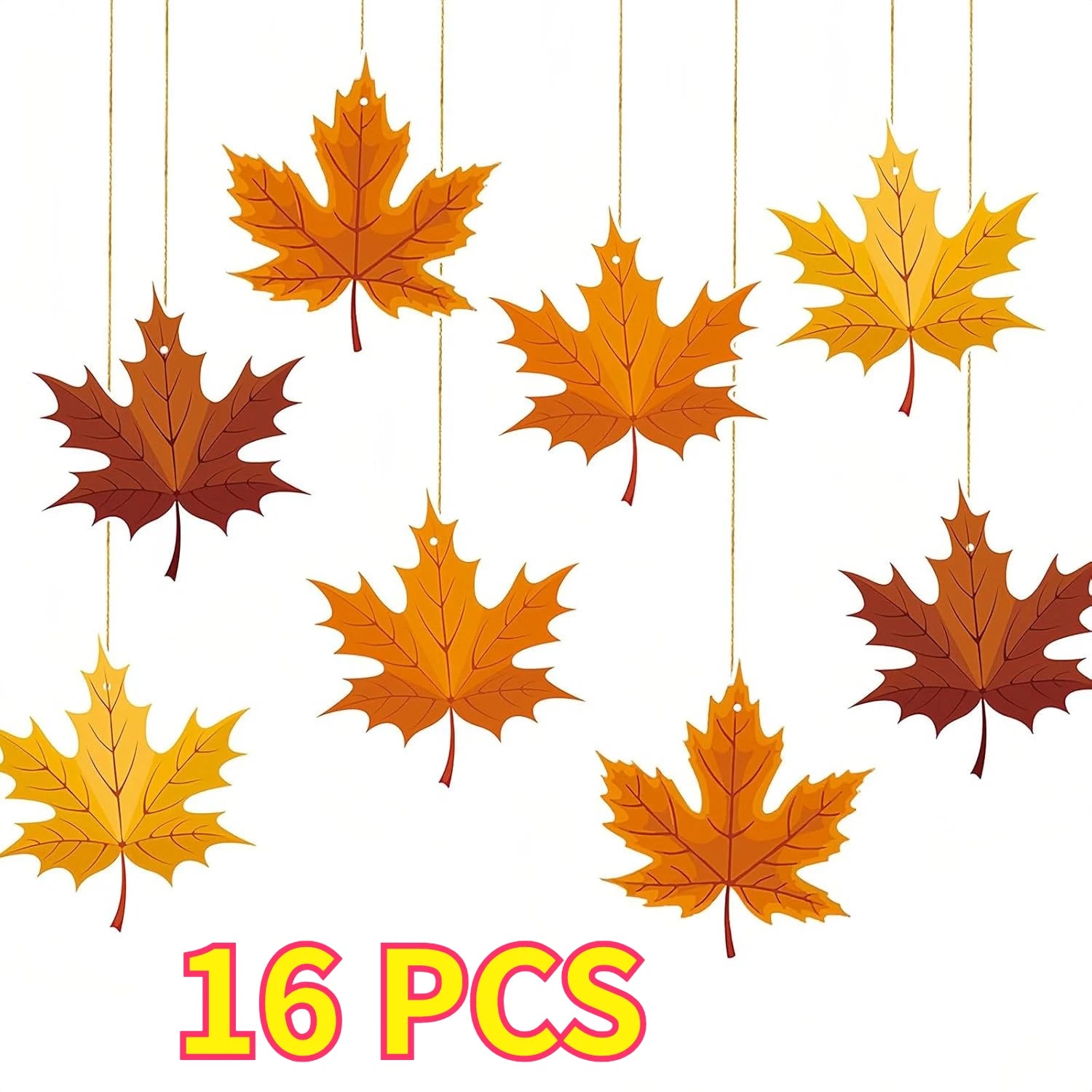 16 PCS Paper Leaves Fall Leaves Fall Thanksgiving Hanging Ceiling Decor for Autumn Harvest Party Classroom Home Supplies Oasis Select 16pcs 6.4x6.0inch