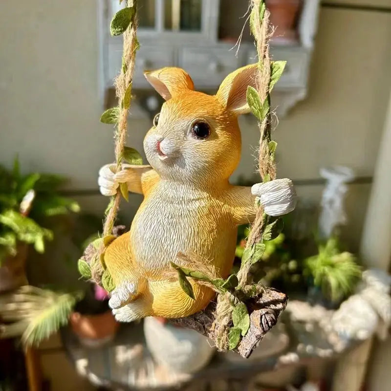 Cute Rabbit Swing, Courtyard Balcony, Flower Garden, Outdoor Homestay, Hanging Decorations, Tree Animals, Hanging Ornaments Oasis Select