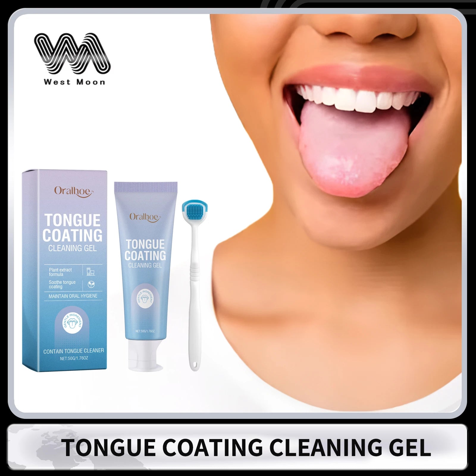 Tongue Cleaning Gel with Toothbrush for Remove Tongue Coating Eliminate Bad Breath Fresh Breath Inhibit Oral Bacteria Oral Care Oasis Select