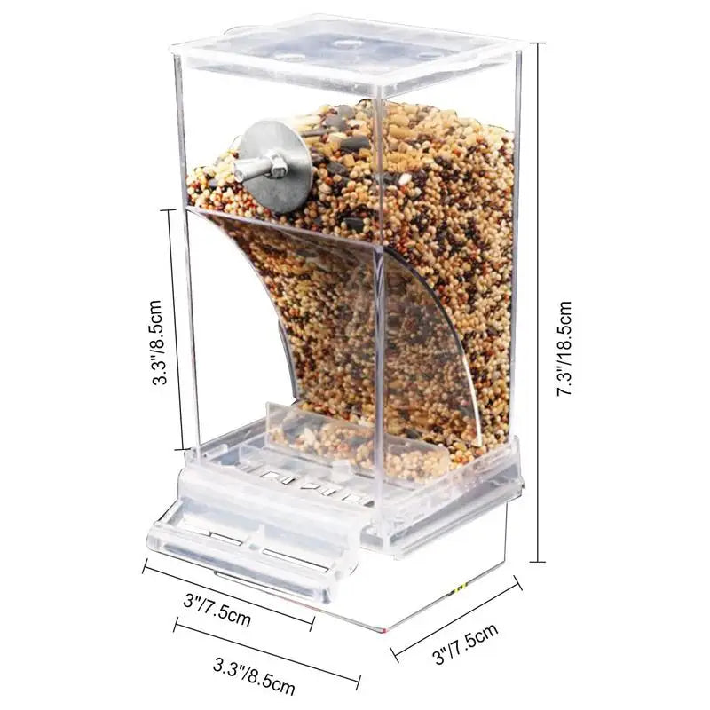 Automatic Parrot Feeder Drinker No messy Bird Feeders Acrylic Seed Food Container Cage Accessories For Small & Medium Parakeets Oasis Select